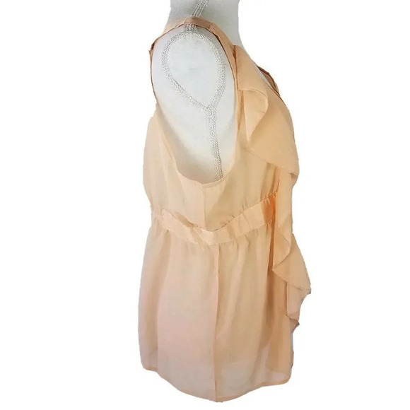 Isabella Rodriguez XLarge Sleeveless Blouse Ruffled Front V Neck Elastic at Back - Picture 2 of 8